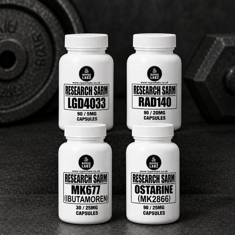 Ripped Labz Advanced Muscle Stack product image with four bottles
