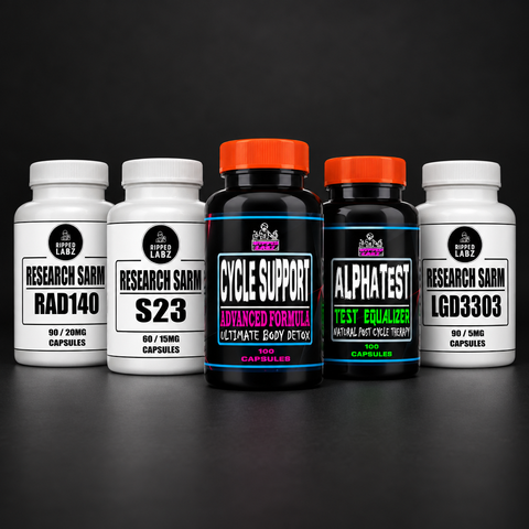 Monster Stack with RAD-140, S23, LGD3303, Cycle Support and AlphaTest bottles